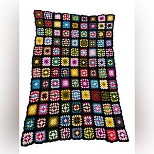 Vintage Granny Square Crochet Afghan Blanket